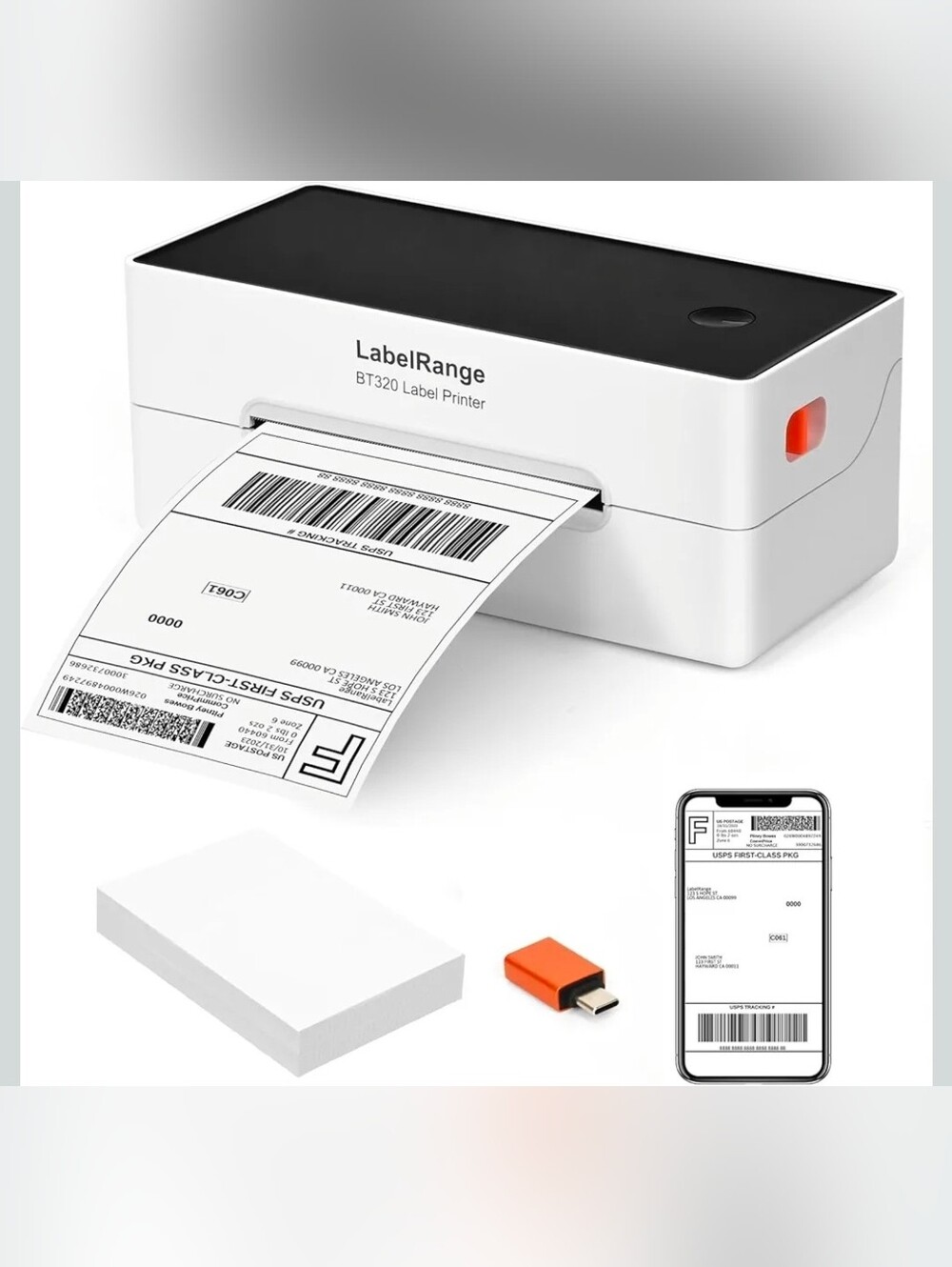 LabelRange BT320 Thermal Shipping Label Printer - White & Black